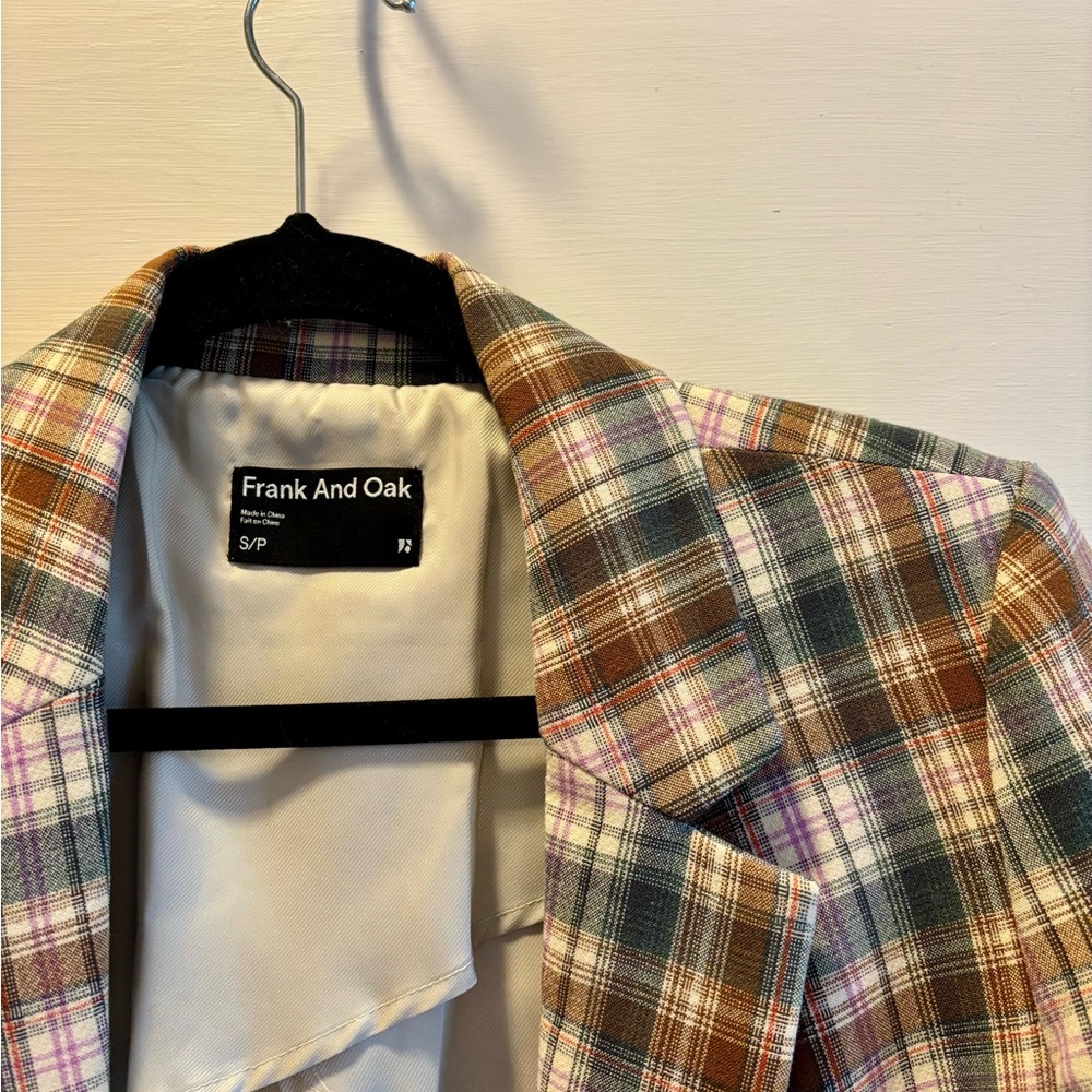 Frank And Oak Plaid Blazer Size Small